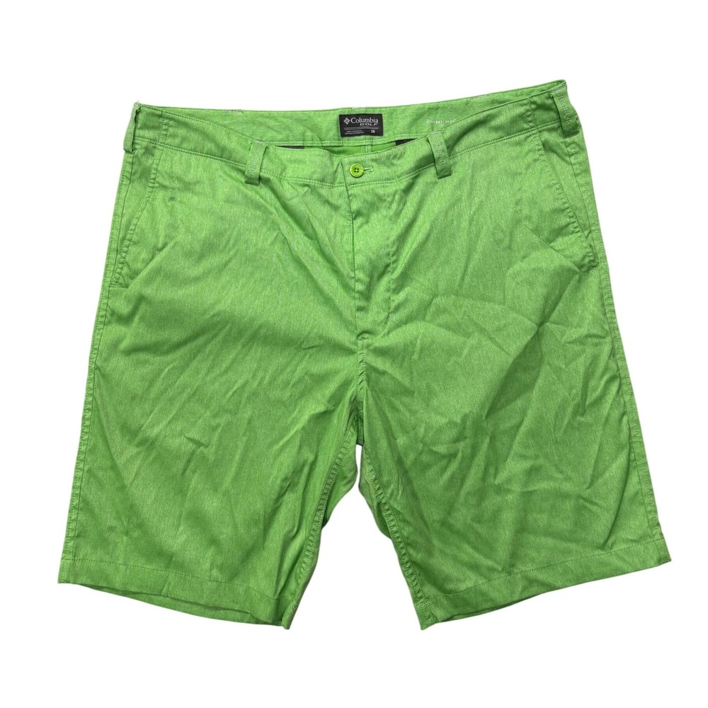 Columbia Golf Shorts Mens 38 Green Omni-Wick Performance Flat Front Heather
